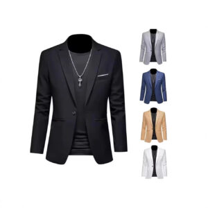 Mens Stylish Casual Solid-color Single-button Jacket