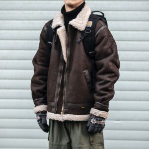 AutumnWinter Suede-Effect Leather Biker Jacket Padded Coat Mens Trendy Brand