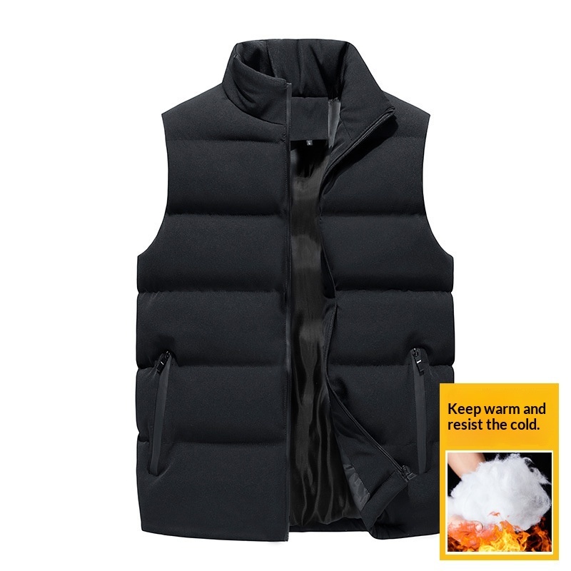 Winter Men's Sleeveless Cotton-padded Vest With A Stand-up Collar - Image 3