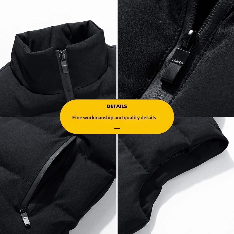 Winter Men's Sleeveless Cotton-padded Vest With A Stand-up Collar - Image 2