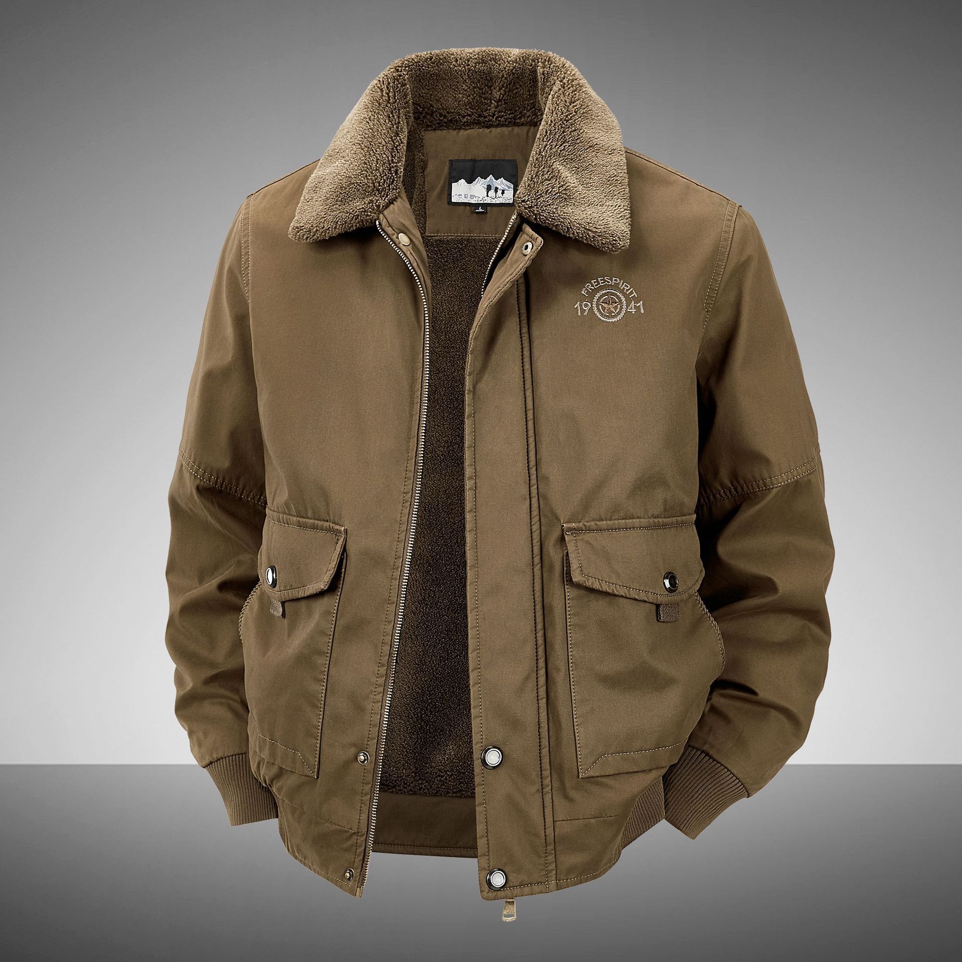 Mens Warm Casual Cotton-padded Coat - Image 2