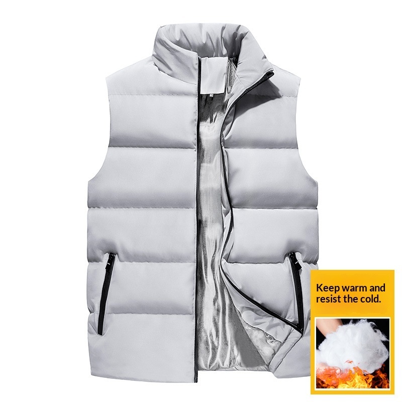 Winter Men's Sleeveless Cotton-padded Vest With A Stand-up Collar - Image 4