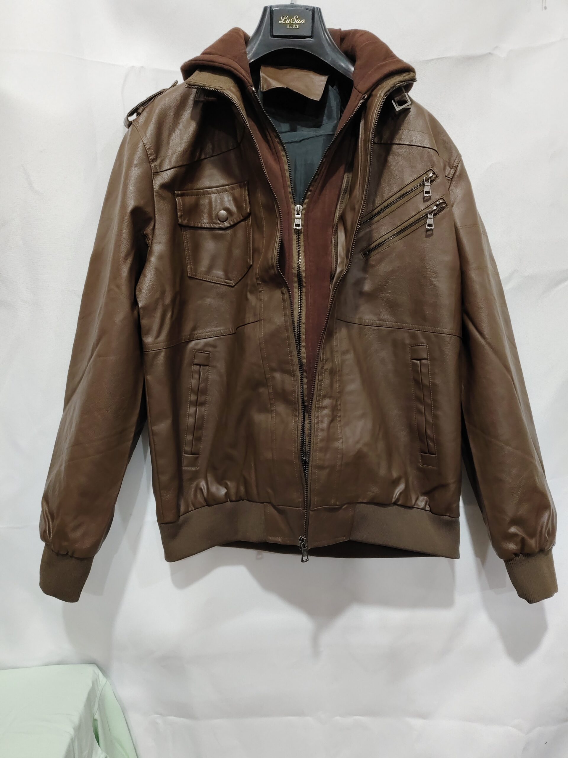 Spring, Autumn And Winter New Leather Jacket Men's Hooded Leather Jacket Youth Men's Jacket - Image 3