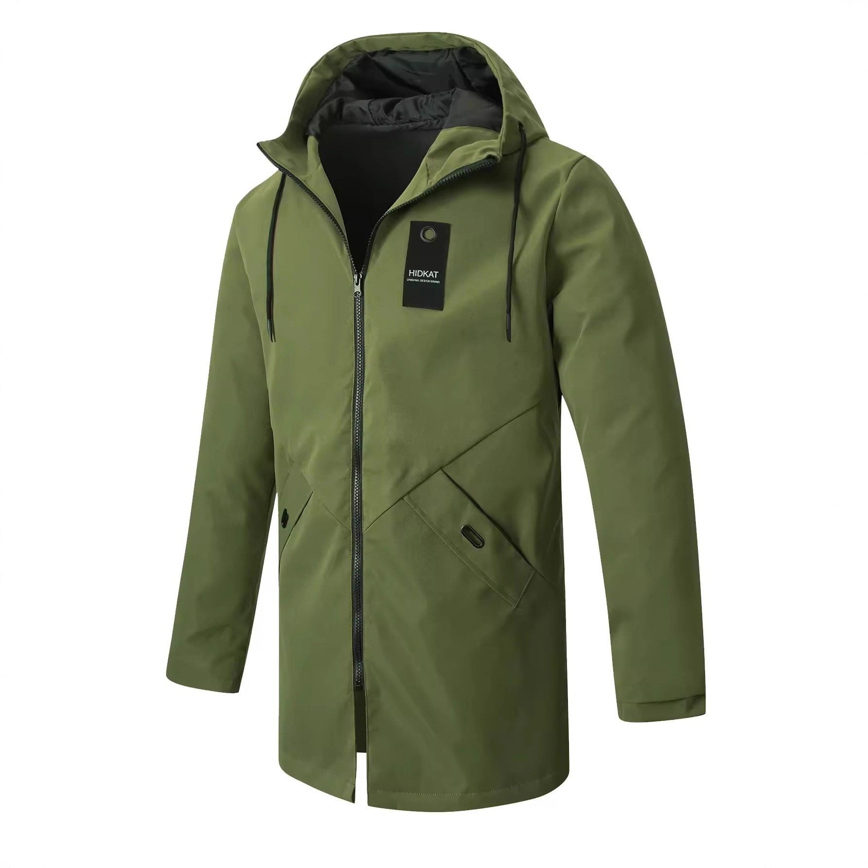 Mid-length Men's Hooded Casual Workwear Shell Jacket Windproof Jacket - Image 8