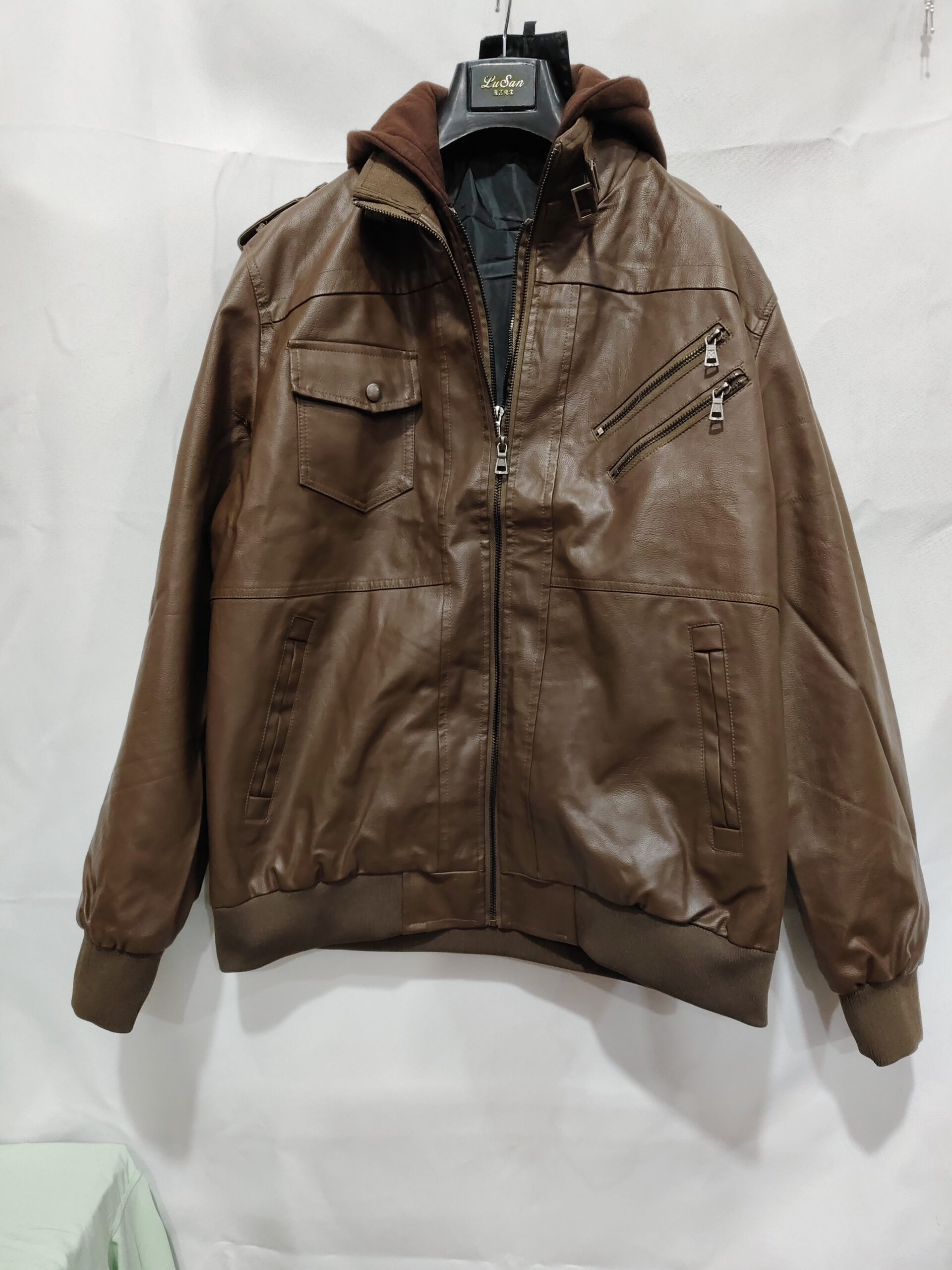 Spring, Autumn And Winter New Leather Jacket Men's Hooded Leather Jacket Youth Men's Jacket - Image 8