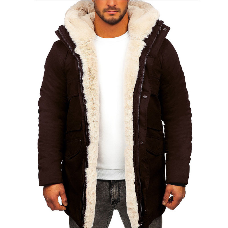 Fur Integrated Hooded Jacket Thick Warm Jacket Faux Fur Cotton-padded Coat - Image 7