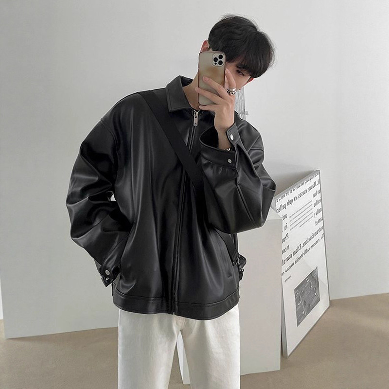 Men's Korean Leather Casual Baseball Jacket - Image 3