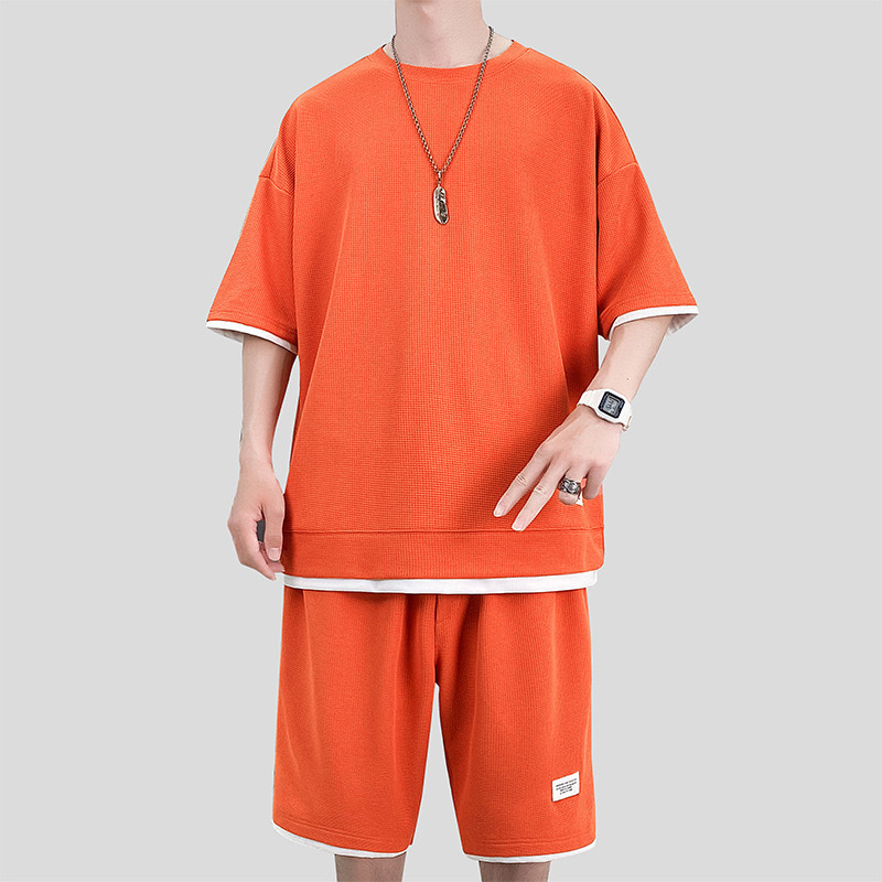 Waffle Sports Suit Men's Top And Shorts Two-piece Set - Image 5