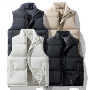 Men's Plus Size Stand Collar Sleeveless Waistcoat Warm Down Cotton Vest