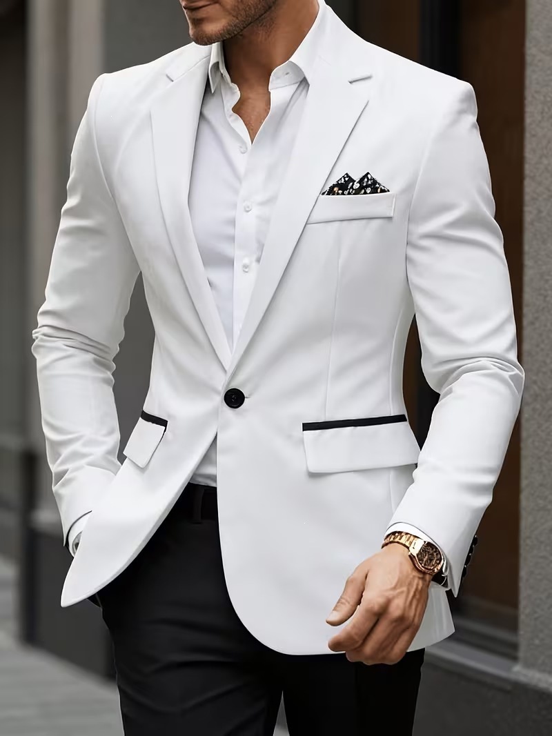 European-size Youth Business-Casual Color-Block Suit - Image 5