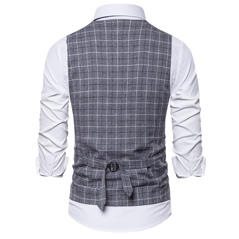 Men's Slim Fit Checkered Button Vest - Image 4