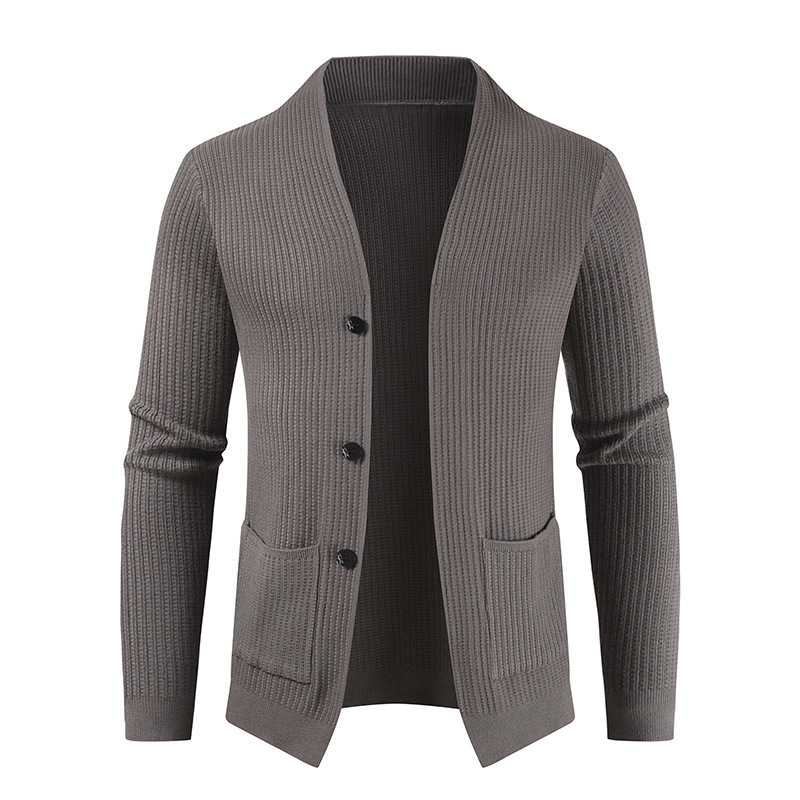 Men's Cardigan Jacket Long Sleeved Single Breasted Casual Sweater - Image 4