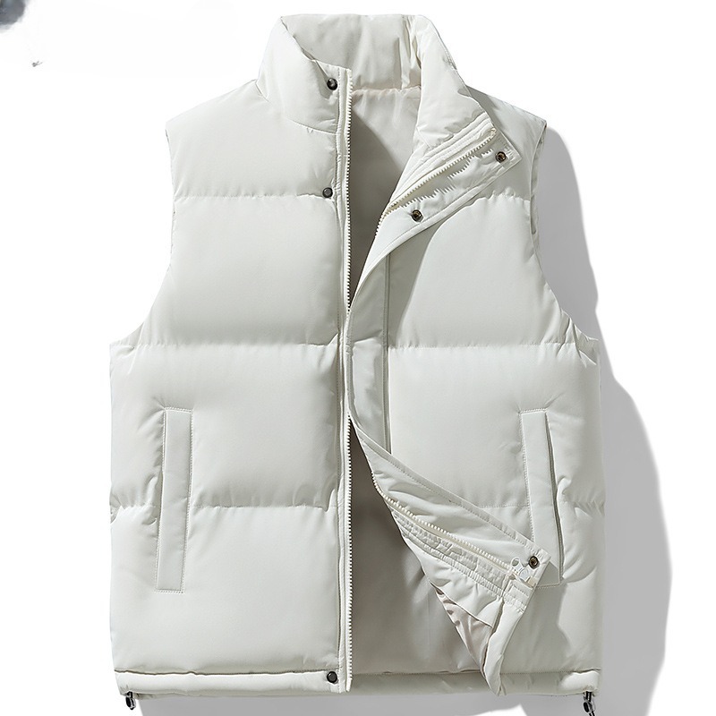 Men's Plus Size Stand Collar Sleeveless Waistcoat Warm Down Cotton Vest - Image 3