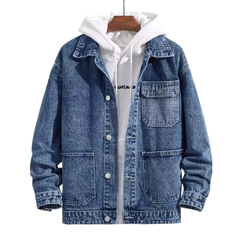 Spring New Arrival Mens Workwear Hooded Denim Jacket Coats - Image 2