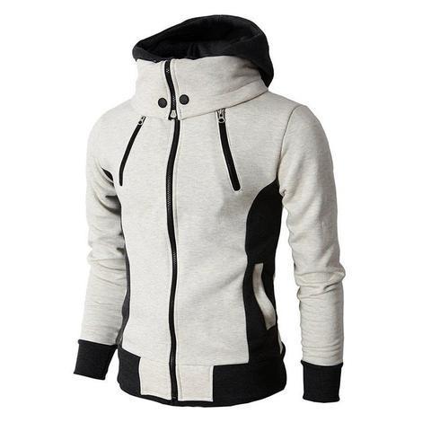 Men's Zip UP Hooded Jacket Fake Two Piece Sports Cardigan Casual Slim Sweatshirt Jacket - Image 8