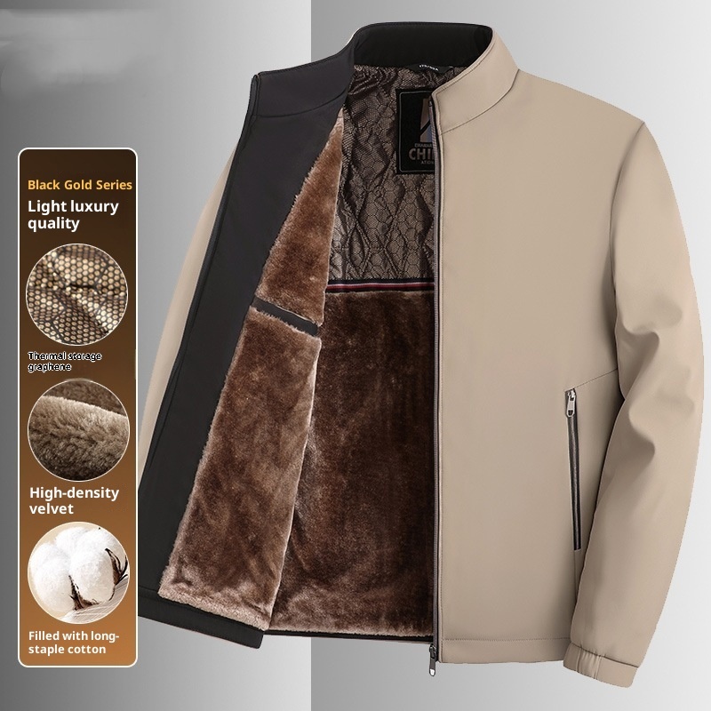 Men's Stand Collar Business Casual Middle-aged And Elderly Dad Jacket - Image 7