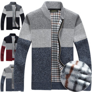 V-neck men's loose warm sweater coat
