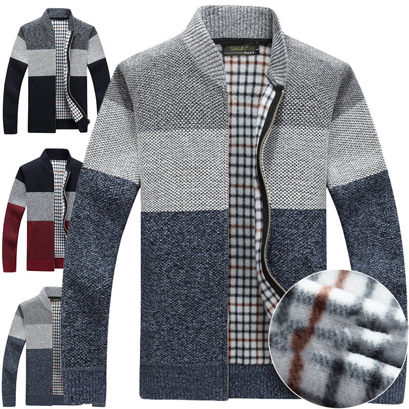 V-neck men's loose warm sweater coat