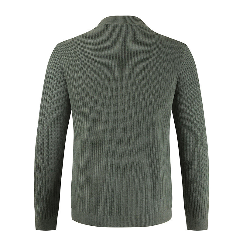 Men's Cardigan Jacket Long Sleeved Single Breasted Casual Sweater - Image 2
