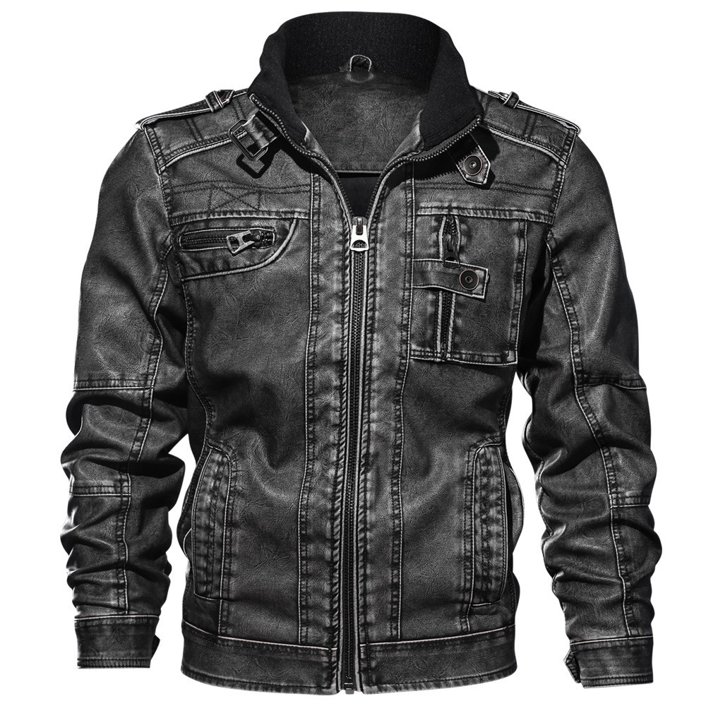PU Leather Jacket Men's Large Size Autumn And Winter Coat - Image 2