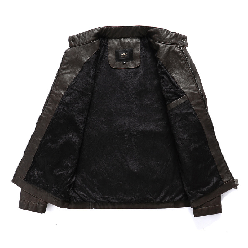 Thick striped pu leather jacket - Image 3