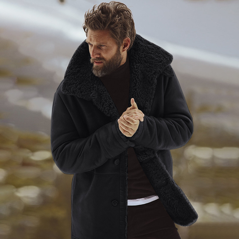 Warm mid-length men's coat - Image 4