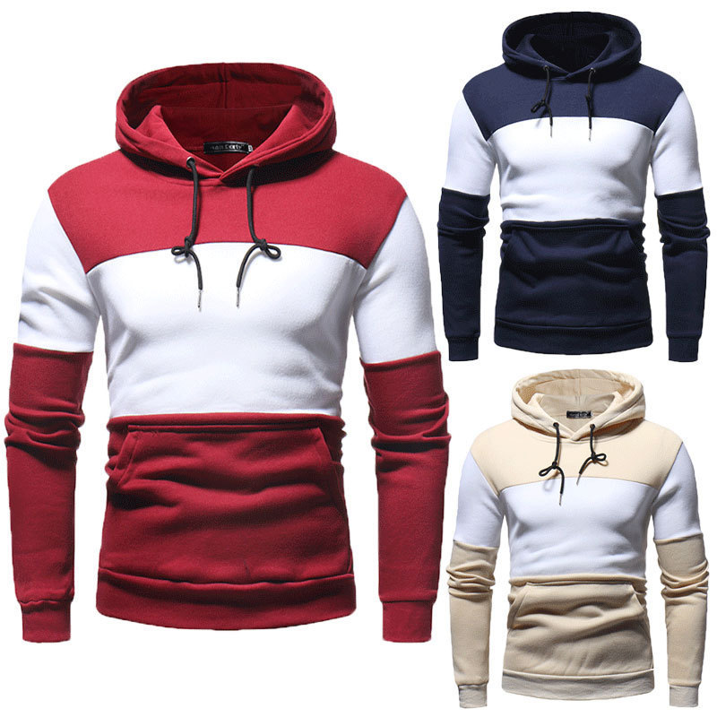 Men's Clothing Splicing Collision Color Large Size Hoodie - Image 2