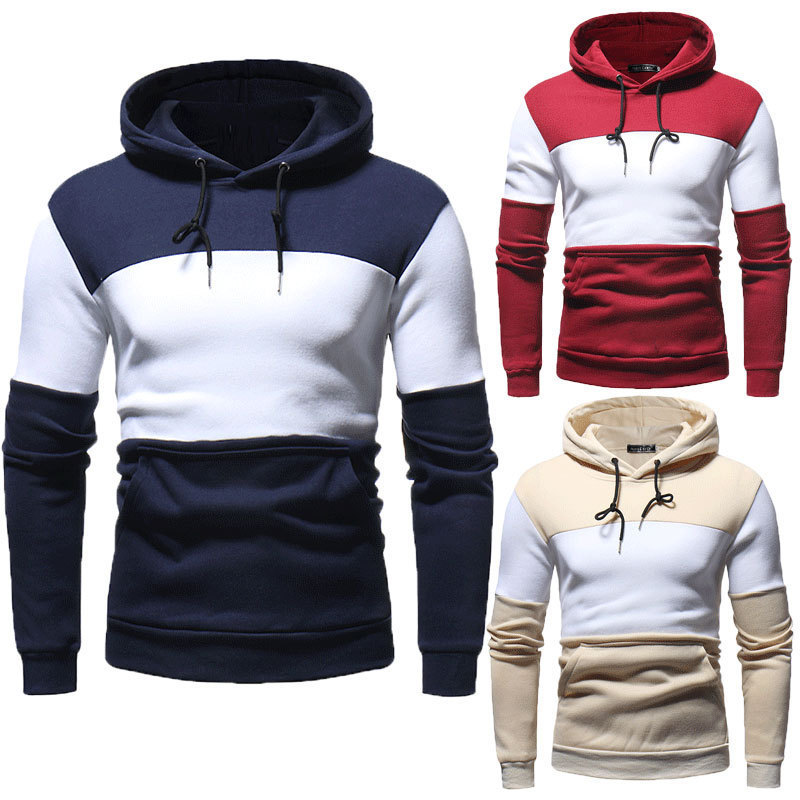 Men's Clothing Splicing Collision Color Large Size Hoodie - Image 4