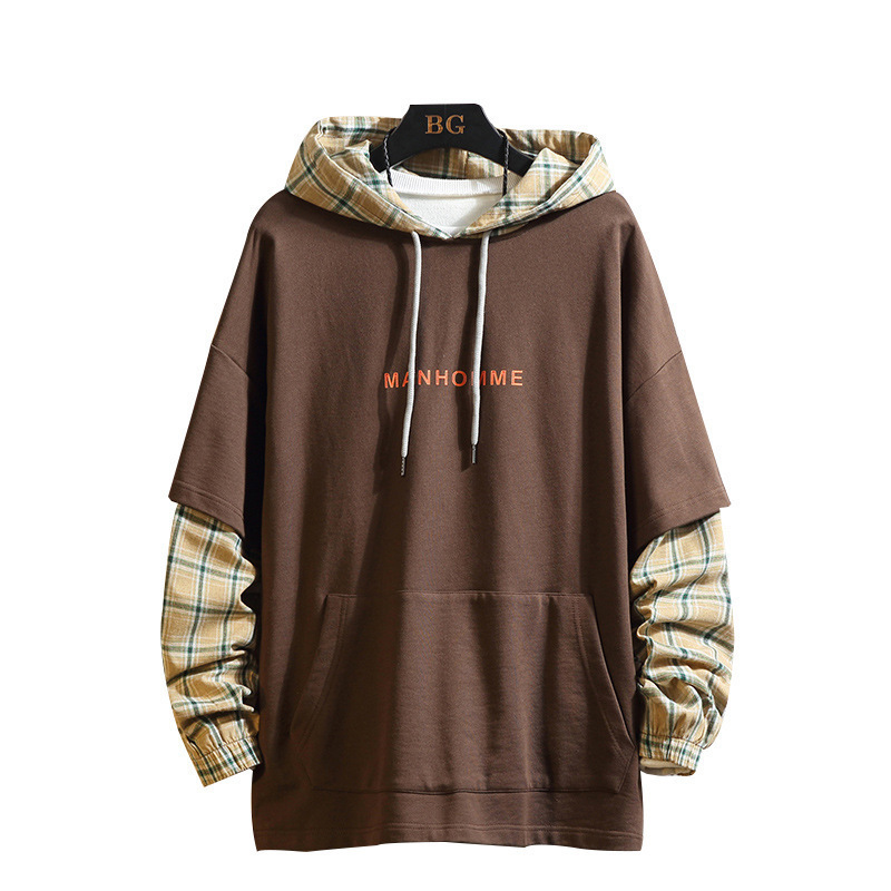 Fake Two-Piece Hooded Sweater Youth Plus Size Loose Top - Image 3