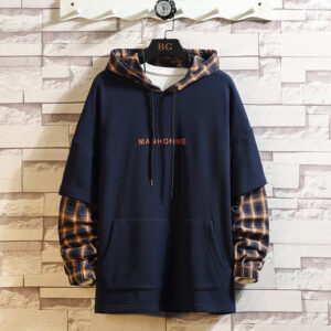 Fake Two-Piece Hooded Sweater Youth Plus Size Loose Top