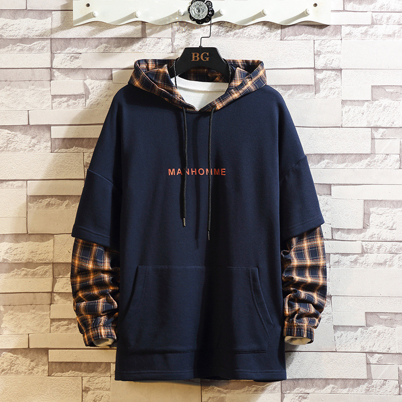 Fake Two-Piece Hooded Sweater Youth Plus Size Loose Top