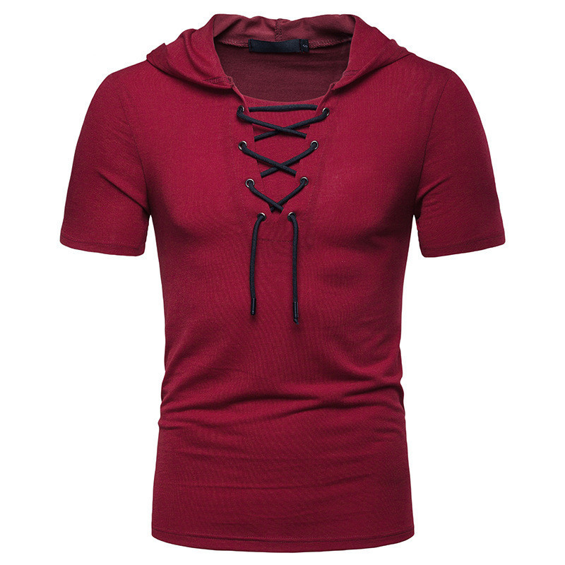 Men's Short-sleeved T-shirt With Hood and Loose Fit - Image 7