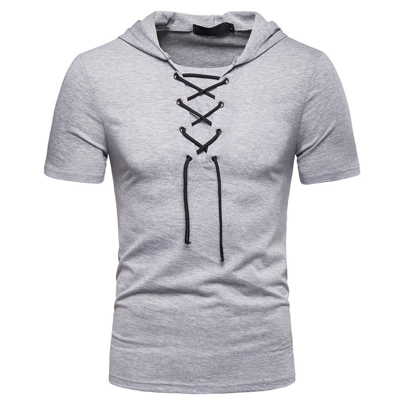 Men's Short-sleeved T-shirt With Hood and Loose Fit - Image 2