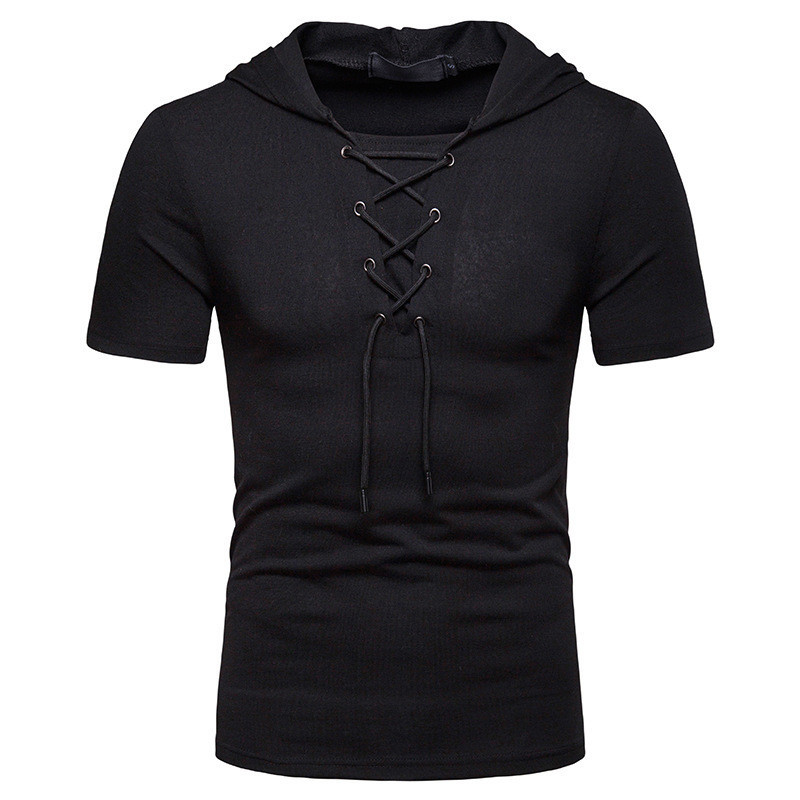 Men's Short-sleeved T-shirt With Hood and Loose Fit - Image 5