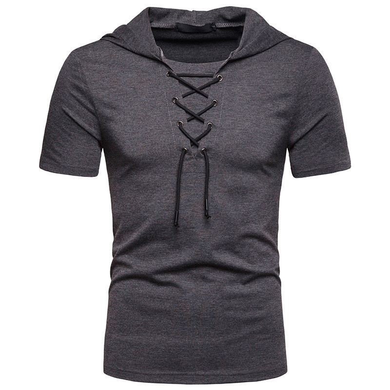 Men's Short-sleeved T-shirt With Hood and Loose Fit - Image 3