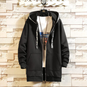Men's Fashion Solid Color Hooded Mid-Length Coat