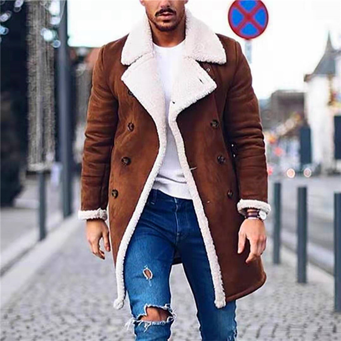 Men's Warm Coat With Fleece Composite Suede - Image 6