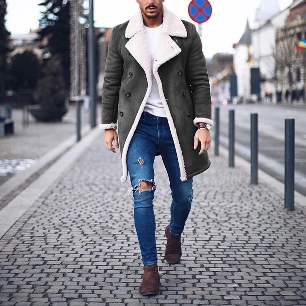 Men's Warm Coat With Fleece Composite Suede - Image 5