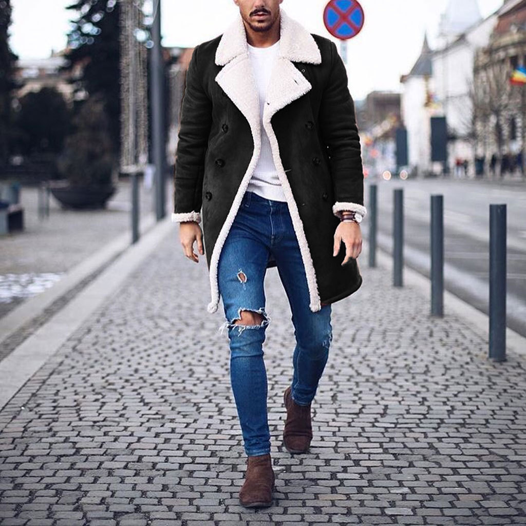 Men's Warm Coat With Fleece Composite Suede - Image 4