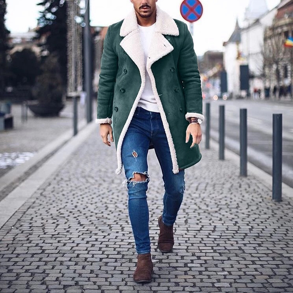 Men's Warm Coat With Fleece Composite Suede - Image 2