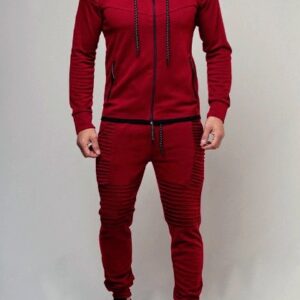 New Men's Outdoor Sports Leisure Sweater Solid Color Cardigan Top Set