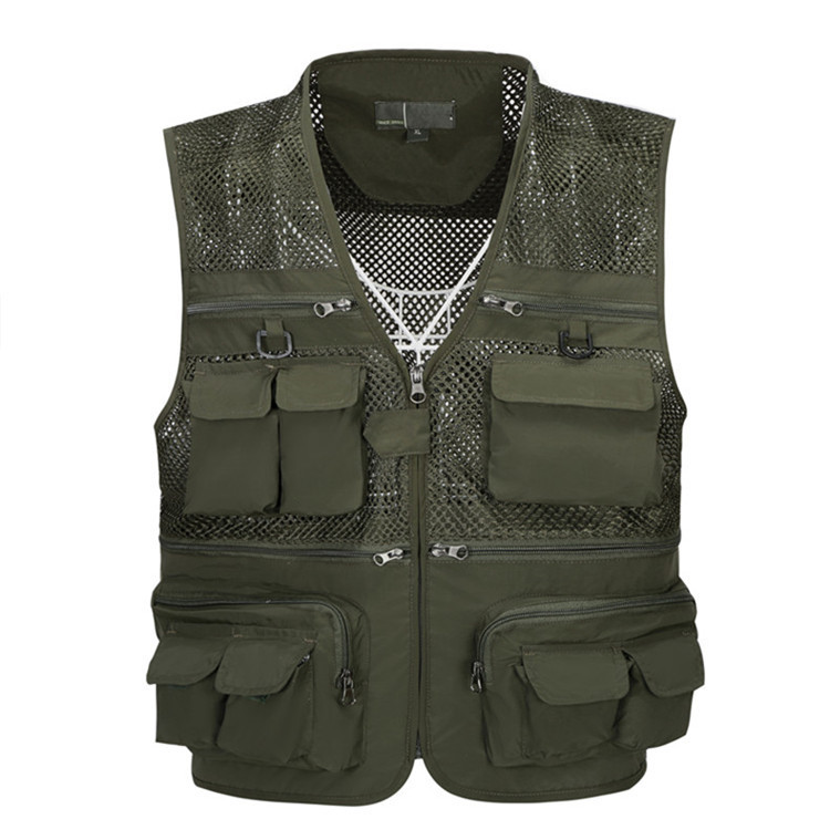 Xia Middle-Aged And Elderly Men'S Mesh Vest Fishing Photographer'S Vest Vest Multi-Pocket Waistcoat