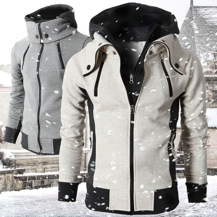 Hoodie Double Zipper Jacket Cardigan Casual Sports Men's Clothing - Image 3