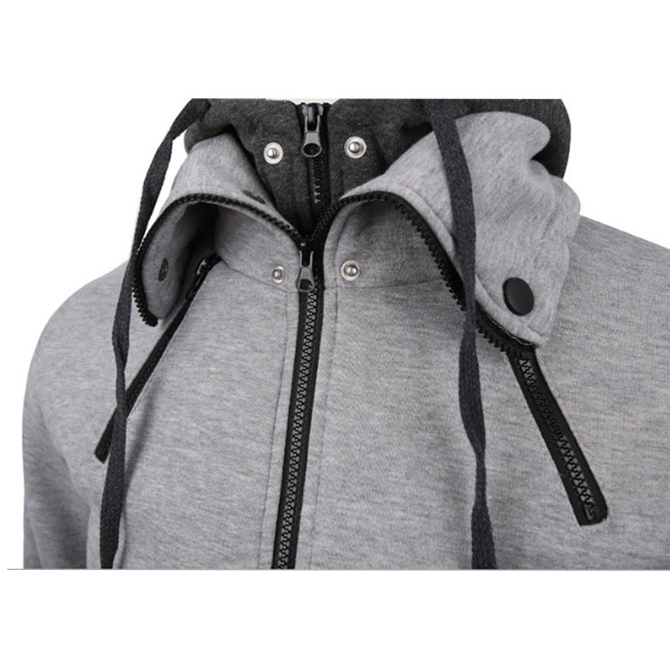 Hoodie Double Zipper Jacket Cardigan Casual Sports Men's Clothing - Image 5