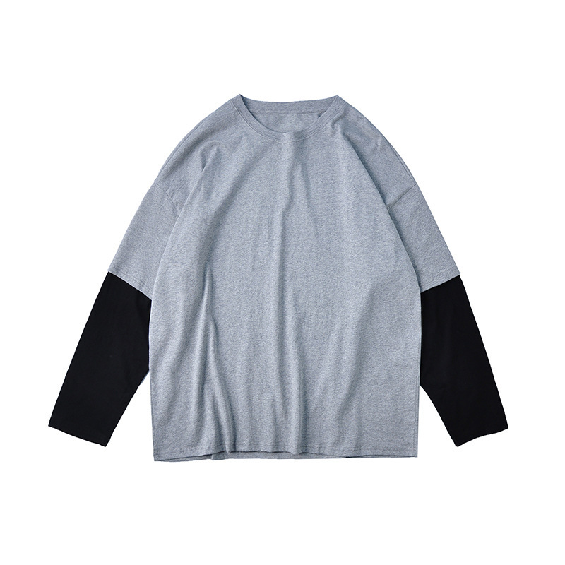 Fake Two-Piece Sweater Men's Trend Long Sleeve Loose Top Bottom - Image 2