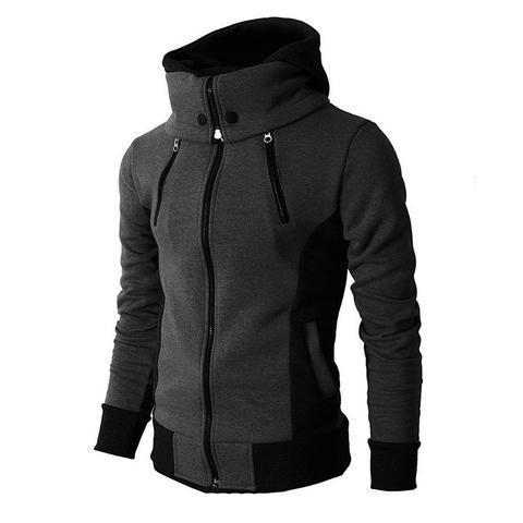 Men's Zip UP Hooded Jacket Fake Two Piece Sports Cardigan Casual Slim Sweatshirt Jacket - Image 5