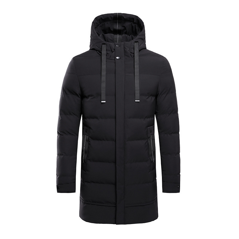 Winter New Men's Hooded Mid-length Down Cotton-padded Jacket - Image 8