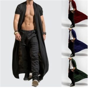 Slim Long Trench Coat Casual Fashion Solid Color Men'S Top