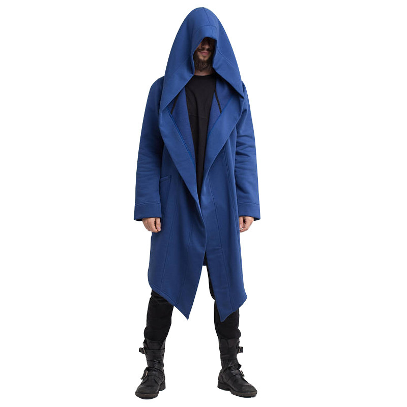 European and American long hooded cardigan coat
