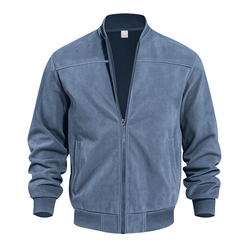 Men's Casual Plus Size Suede Zipper Men's Jacket - Image 7